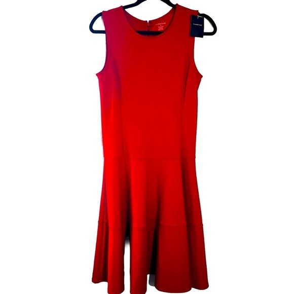 Women’s Lands Red Fit & Flare Dress NWT Size 4 - Picture 1 of 5